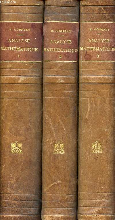 Cours d'analyse mathmatique - En 3 tomes (3 volumes) - Tomes 1+2+3 .