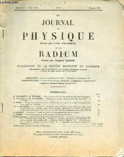 Le journal de physique et le radium n2 srie VIII tome VIII fvrier 1947 - Une technique d'tude des ractions d'change isotopique - change isotopique dans les systmes Mn O/Mn++ et Pb O/Pb+++ - pporte dans l'aluminium des radiolments Zr 17 h...