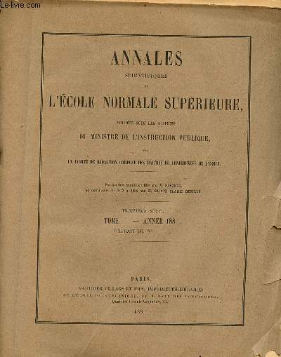 Tir  part des Annales scientifiques de l'cole normale suprieure - Troisime srie tome VI septembre 1889 - Sur l'quivalence des courants et des aimants par P.Duhem.