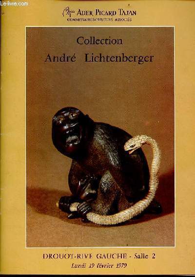 Catalogue de ventes aux enchres - Collection de Netsuke ayant appartenu  Andr Lichtenberger (premire vente) drouot rive gauche salle 2 lundi 19 fvrier 1979.