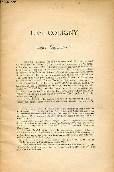 Tir  part : Les Coligny - leurs spultures.