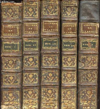 Collection complette des oeuvres philosophiques, littraires et dramatiques de M.Diderot - En 5 tomes (5 volumes) - Tomes 1+2+3+4+5.