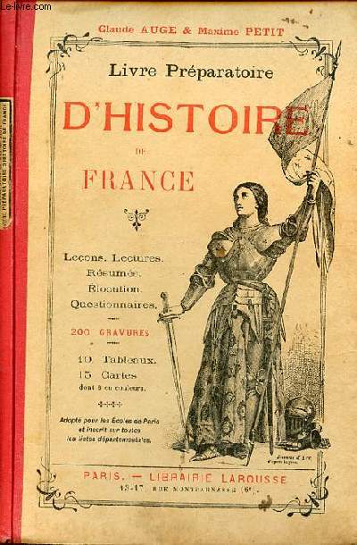 Livre prparatoire d'histoire de France - leons - lectures - rsums - questionnaires et locution d'aprs l'image - 110e dition.