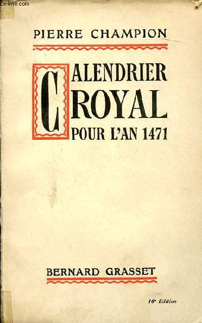 Calendrier royal pour l'an 1471.