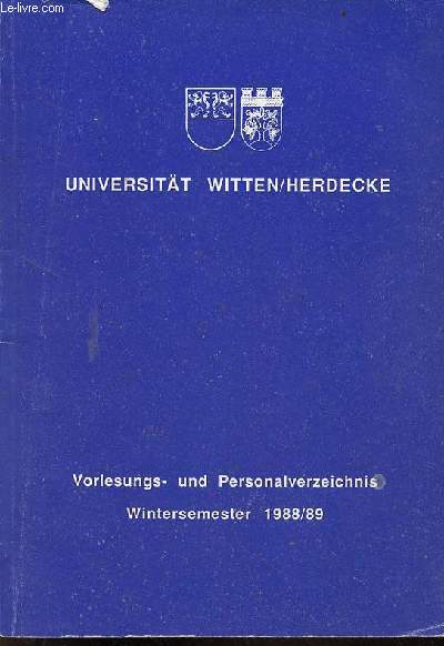 Universitt witten/herdecke vorlesungs- und personalverzeichnis wintersemester 1988/89.