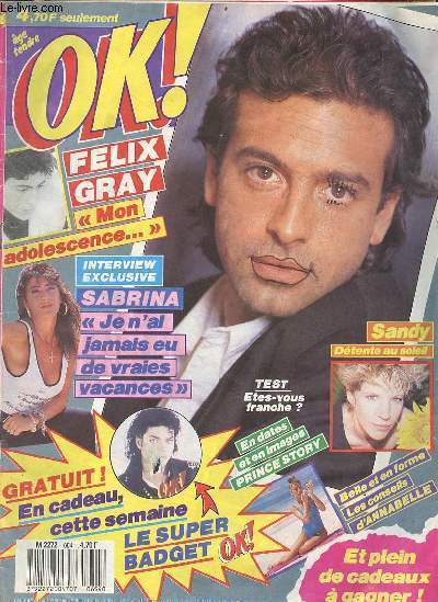 Ok ! n654 du 25 juillet au 31 juillet 1988 - chez les Jackson rien ne va plus ! - Felix Gray mon adolescence - sabrina je n'ai jamais eu de vraies vacances - Sandy dtente au soleil - belle et en forme les conseils d'Annabelle - test etes vous franche ?