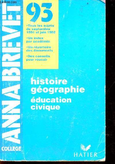 Annabrevet collge histoire gographie ducation civique 93.