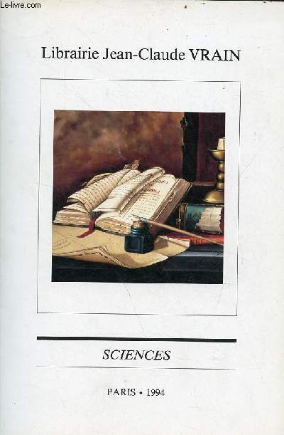 Catalogue de la Librairie Jean-Claude Vrain sciences 1994.
