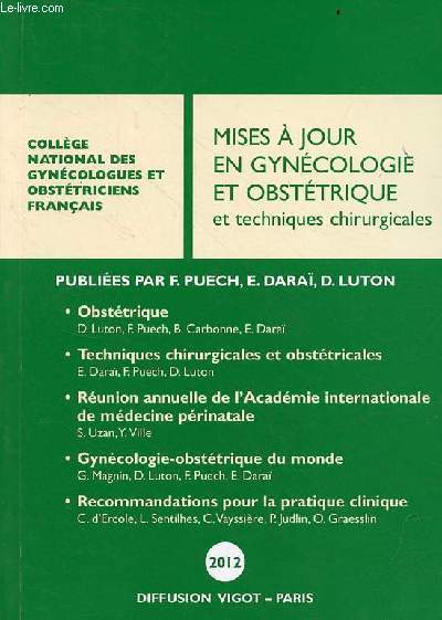Mises  jour en gyncologie et obsttrique et techniques chirurgicales - Collge national des gyncologues et obsttriciens franais.
