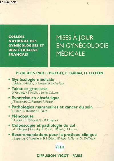 Mises  jour en gyncologie mdicale - Collge national des gyncologues et obsttriciens franais.