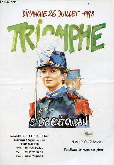 Un programme dpliant : Triomphe dimanche 26 juillet 1998 coles de Coetquidan bureau organisation triomphe.