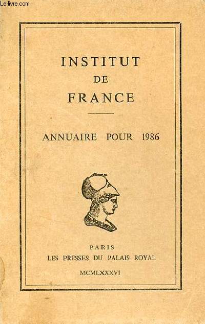 Institut de France annuaire pour 1986.