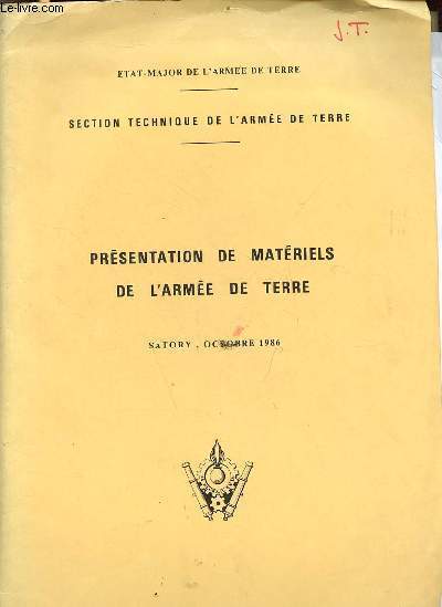 Etat-major de l'arme de terre - section technique de l'arme de terre - Prsentation de matriels de l'arme de terre Satory octobre 1986.