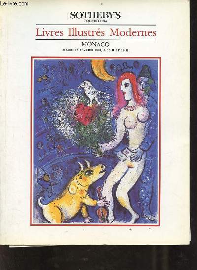 Catalogue de ventes aux enchres - Livres illustrs modernes - Sotheby's - Monaco mardi 23 fvrier 1988.