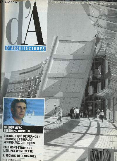 D'Architectures le magazine professionnel de la cration architecturale n20 novembre 1991 - Concours Bareme le seuil critique - la parole  Dominique Perrault - les raisons du succs - construire l'ellipse - tete chercheuse Bertrand Bonnier etc.
