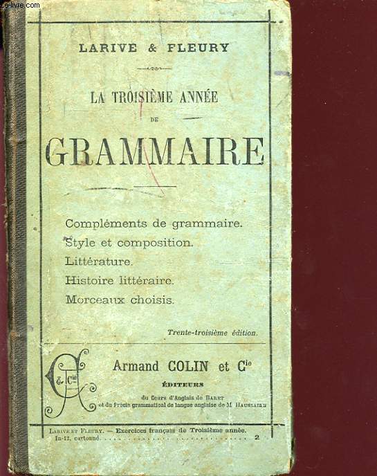 LA TROISIEME ANNEE DE GRAMMAIRE