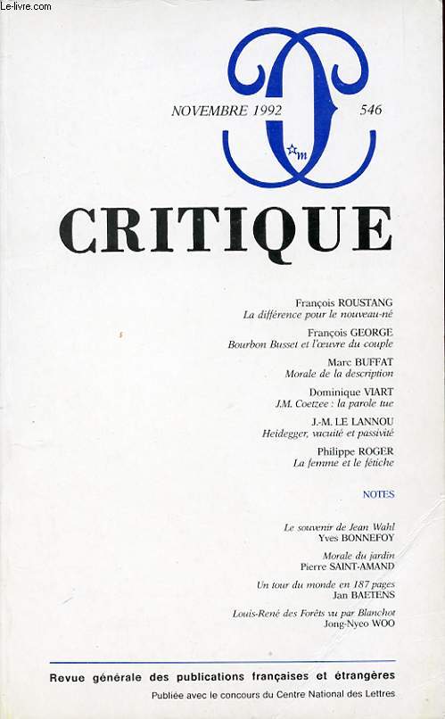 CRITIQUE NOVEMBRE 1992