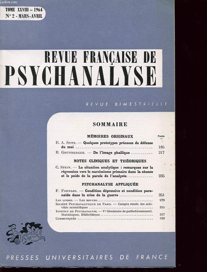 REVUE FRANCAISE DE PSYCHANALYSE TOME XXVIII N 2