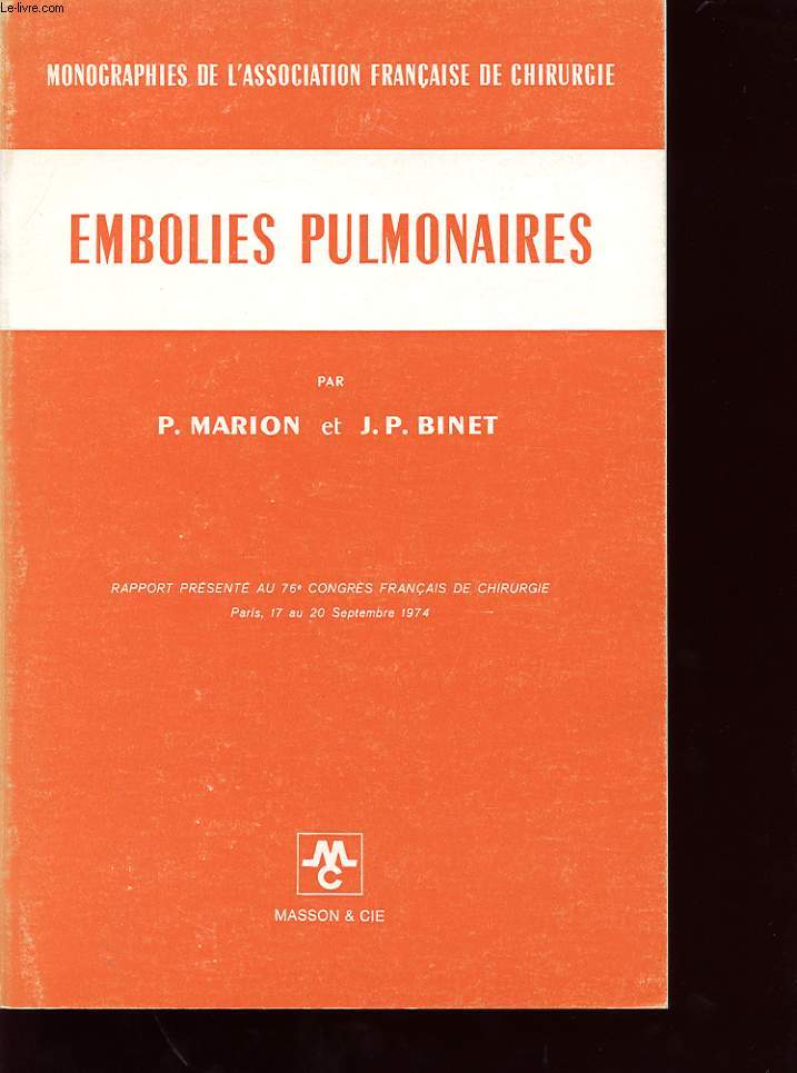 EMBOLIES PULMONAIRES