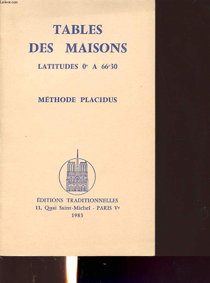 TABLES DES MAISONS LATITUDES 0 A 6630