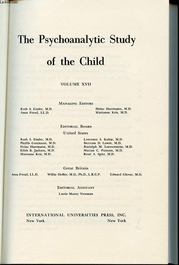 THE PSYCHOANALYTIC STUDY OF THE CHILD VOLUME XVII