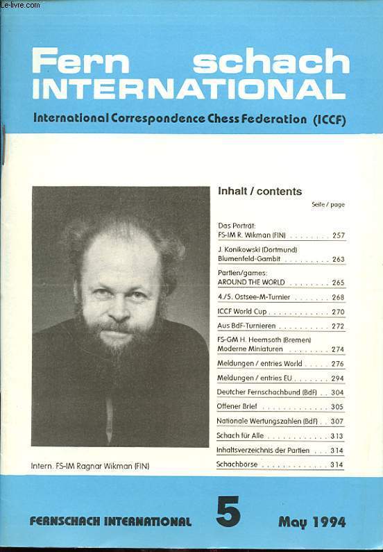 FERN SCHACH INTERNATIONAL n5 1994 Das portrat : FS-IM R. Wikman....