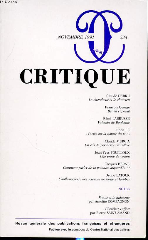 CRITIQUE N534 : Claude Debru - Le chercheur et le clinicien...