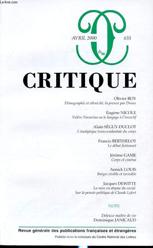 CRITIQUE N635 : Olivier ROY -Dmographie et ethnicit, la preuve par Dreux....