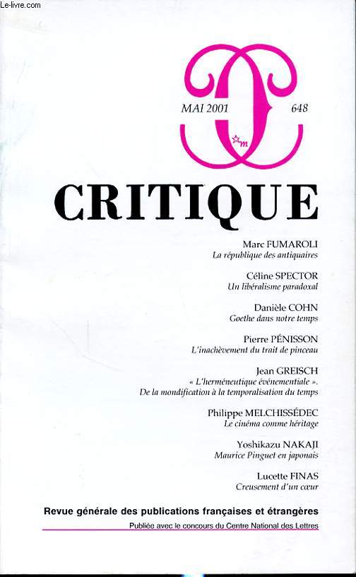 CRITIQUE N648 : Marc Fumaroli - La rpublique des antiquaires...