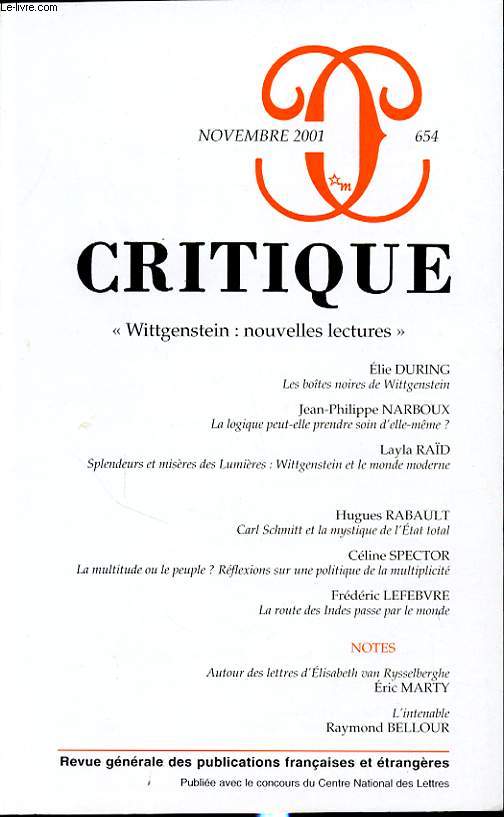 CRITIQUE N654 : 