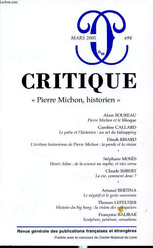 CRITIQUE N694 : Pierre Michon, Historien
