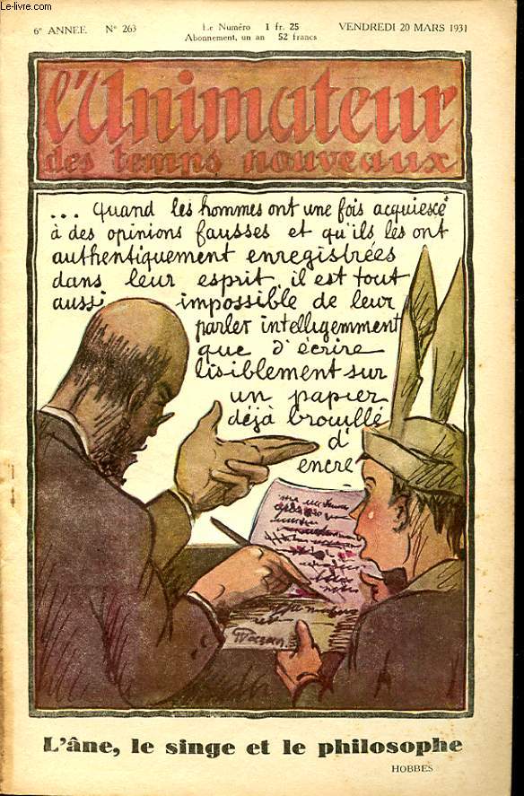 L ANIMATEUR DES TEMPS NOUVEAUX N 263 : L ane, le singe et le philosphe.