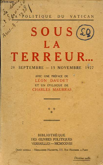 SOUS LA TERREUR ..... 20 SEPTEMBRE - 15 NOVEMBRE 1927