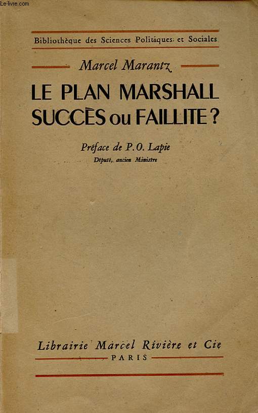LE PLAN MARSHALL SUCCES OU FAILLITE ?