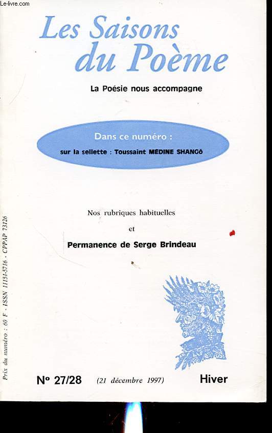 LES SAISONS DU POEMES N 27/28 : TOUSSAINT MEDINE SHANGO