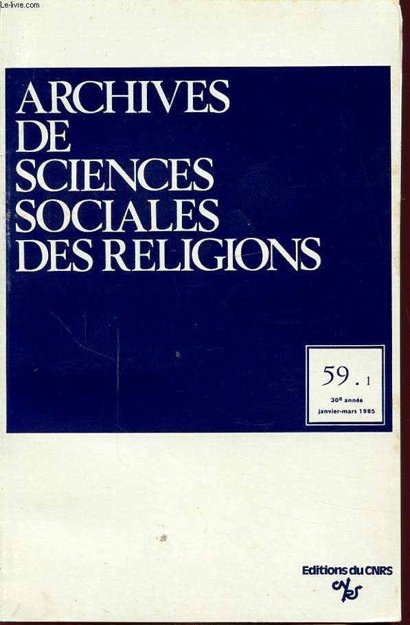 ARCHIVES DE SCIENCES SOCIALES DES RELIGIONS 59.1