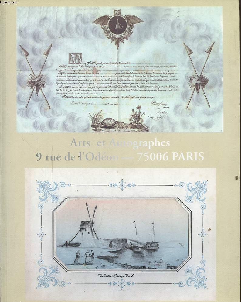 CATALOGUE DE VENTE AUX ENCHERES : ARTS ET AUTOGRAPHES MANUSCRITS LIVRES PHOTOGRAPHIES TABLEAUX