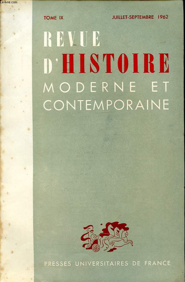 REVUE D HISTOIRE MODERNE ET CONTEMPORAINE TOME IX : ANN BLANCHARD 
