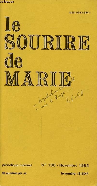 LE SOURIRE DE MARIE N130 : A propos du renouveau...