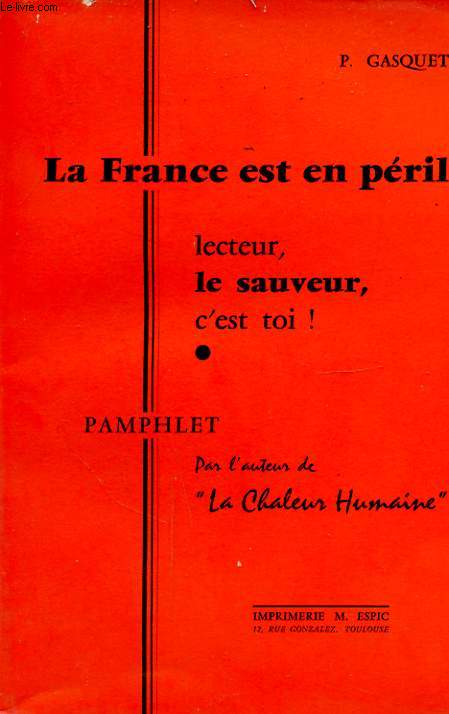 LA FRANCE EST EN PERIL : LECTEUR LE SAUVEUR C EST TOI !