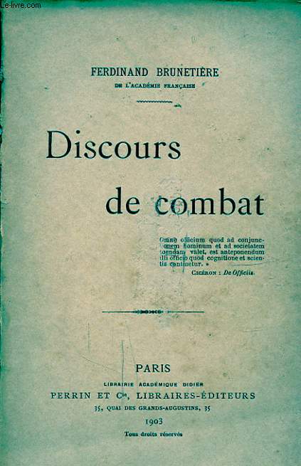 DISCOURS DE COMBAT