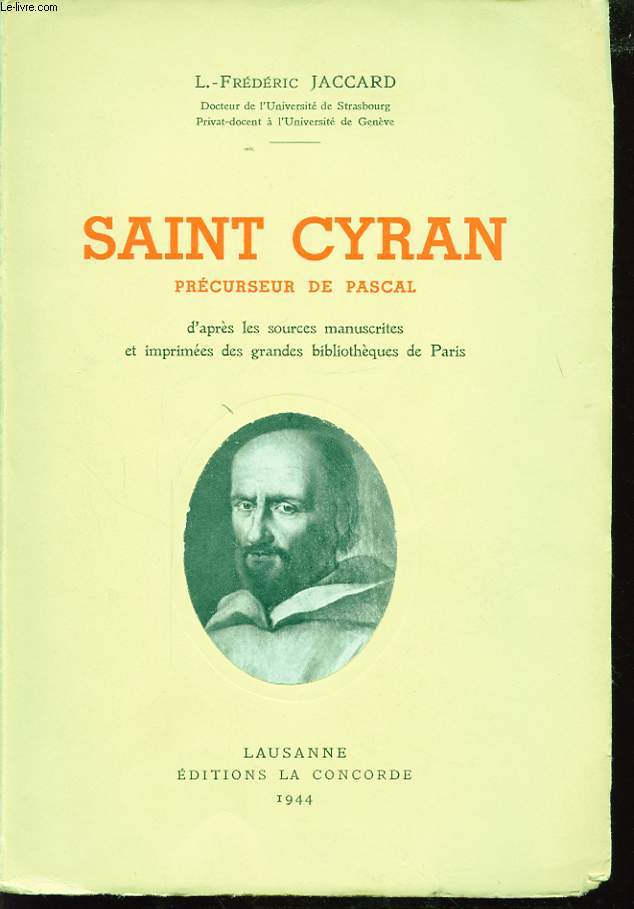 SAINT CYRAN PRECURSEUR DE PASCAL