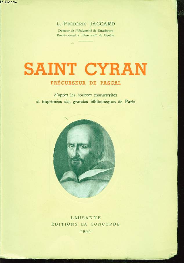 SAINT CYRAN PRECURSEUR DE PASCAL