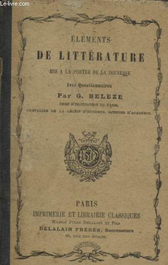 ELEMENTS DE LITTERATURE