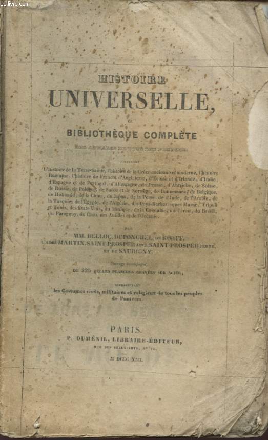 HISTOIRE UNIVERSELLE OU BIBLIOTHEQUE COMPLETE : ITALIE