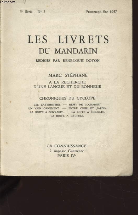 LES LIVRETS DU MANDARIN N3 : MARC STEPHANE A LA RECHERCHE D UNE LANGUE ET DU BONHEUR