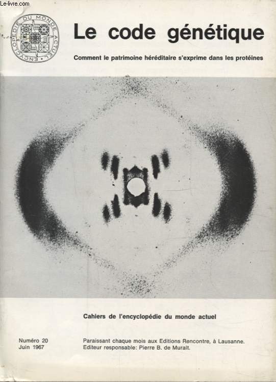 CAHIIER DE L ENCYCLOPEDIE DU MONDE ACTUEL N20 : LE CODE GENETIQUE