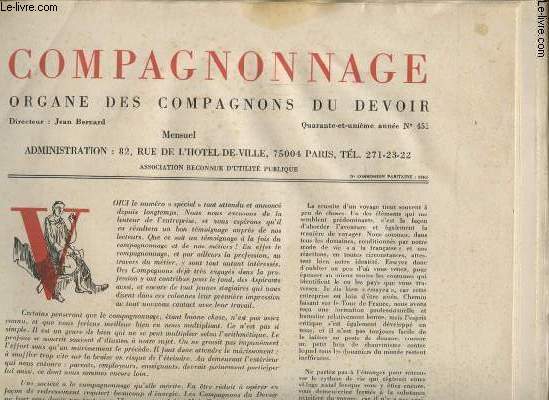 COMPAGNONNAGE N451 : COMPAGNONNAGE ET METIER SUR LES CHEMIN DE L EUROPE - LES BOULANGER - LE CARROSSIER - LE CHARPENTIER - APPRENTIS ET OUVRIER SUR LES CHANTIER - CHAUDRONNIER....