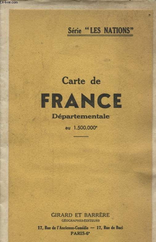 CARTE DE FRANCE DEPARTEMENTALE AU 1.500.000