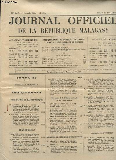 JOURNAL OFFICIEL DE LA REPUBLIQUE MALAGASY N840 : PRESIDENCE DE LA REPUBLIQUE - GOUVERNEMENT - ETAT MAJOR DE LA DEFENSE NATIONALE ET DES FORCES ARMEES - MINISTERE DE L ECONOMIE ET DES FINANCES....